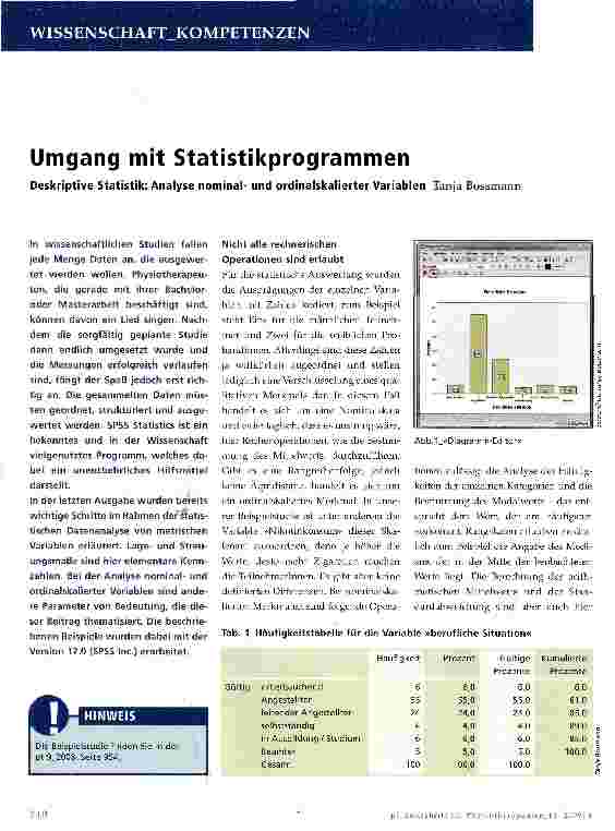Vorschauseite 1: Umgang mit Statistikprogrammen