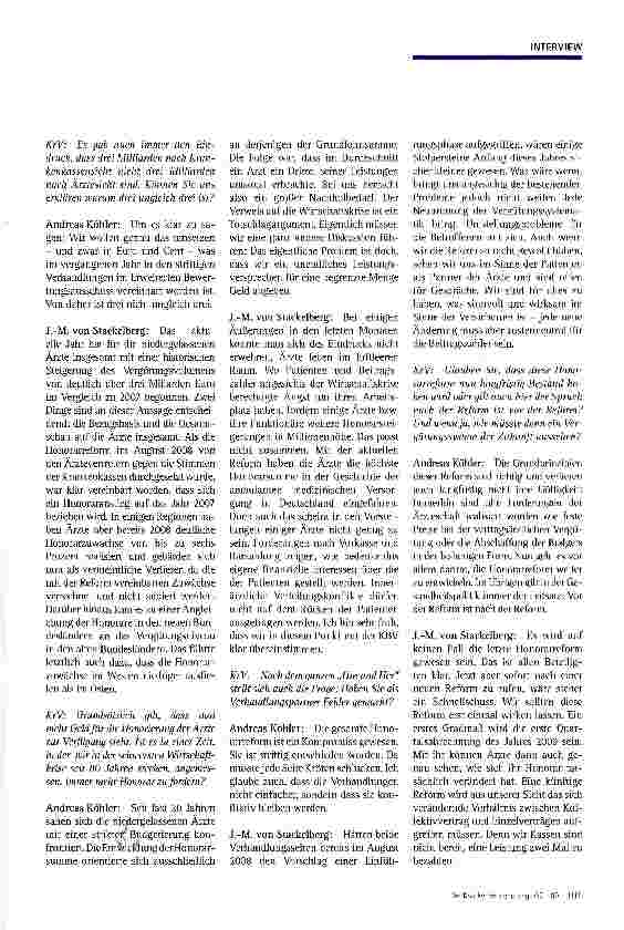 Vorschauseite 2: Vergütungsreform: Prinzipien richtig, Reformbedarf bleibtInterview mit Dr. A. Köhler u. J. -M. von Stackelberg