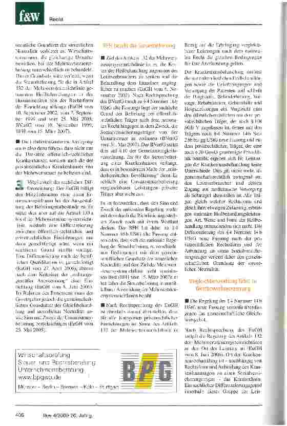 Vorschauseite 3: Umsatzsteuerbefreiung von Privatkliniken