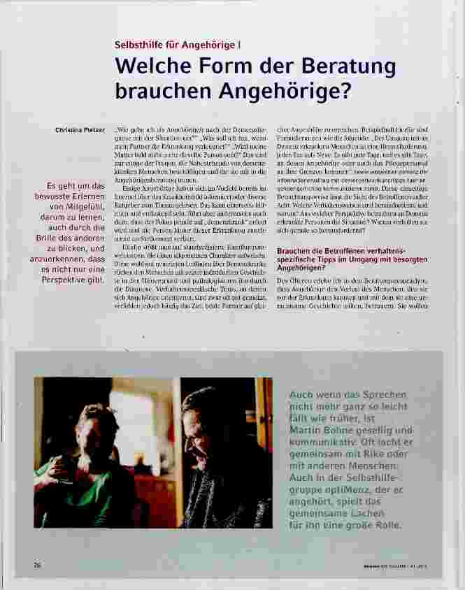 Vorschauseite 1: Welche Form der Beratung brauchen Angehörige?