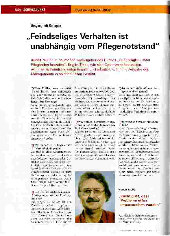 Vorschauseite 1: Feindseliges Verhalten ist unabhängig vom Pflegenotstand