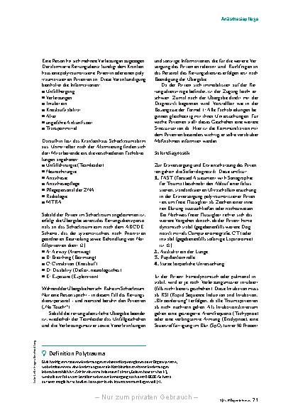 Vorschauseite 2: Strukturiertes Vorgehen bei der Polytraumabehandlung in der Anästhesiepflege