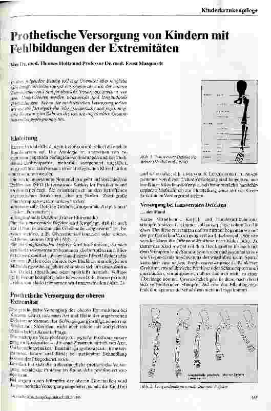 Vorschauseite 1: Prothetische Versorgung von Kindern mit Fehlbildungen der Extremitäten