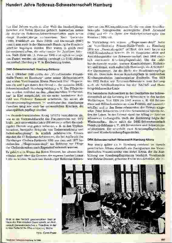 Vorschauseite 1: Hundert Jahre Rotkreuz-Schwesternschaft Hamburg