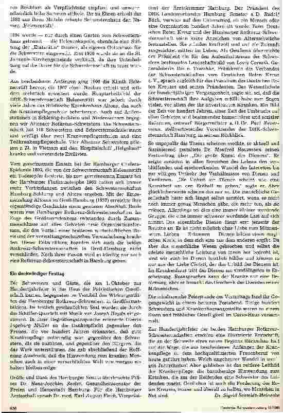 Vorschauseite 2: Hundert Jahre Rotkreuz-Schwesternschaft Hamburg