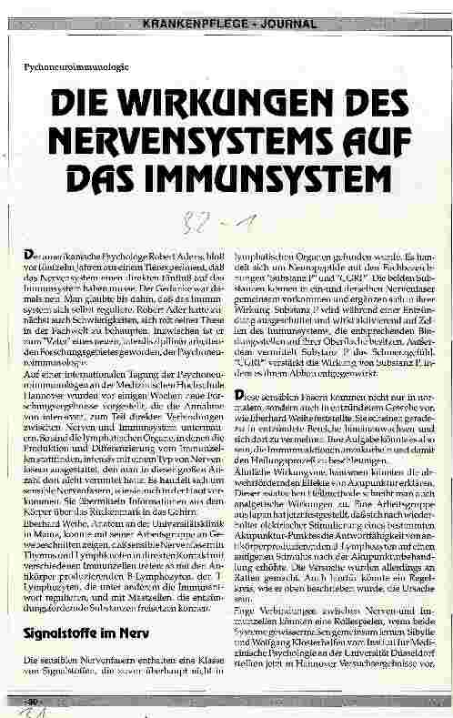 Vorschauseite 1: Die Wirkungen des Nervensystems auf das Immunsystem