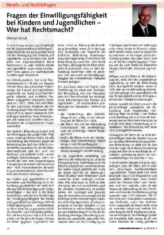 Vorschauseite 1: Fragen der Einwilligungsfähigkeit bei Kindern und Jugendlichen -Wer hat Rechtsmacht?