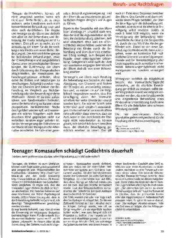 Vorschauseite 2: Fragen der Einwilligungsfähigkeit bei Kindern und Jugendlichen -Wer hat Rechtsmacht?
