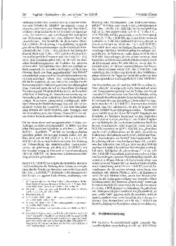Vorschauseite 2: Bettelgaben - Ein „out of limits des SGB XIIZur Frage der Anrechenbarkeit von Bettelgaben als Einkommen nach dem SGB XII