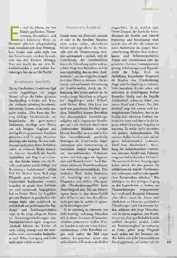 Vorschauseite 2: Gestohlene Kindheit -Pflegende Angehörige Widerwillen?