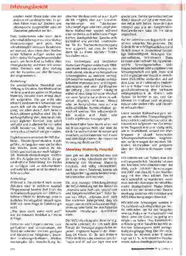 Vorschauseite 4: Hospitationsaufenthalt im Rahmen des Internationalen Hospitationsprogramms Pflege und Gesundheit der Robert Bosch Stiftung