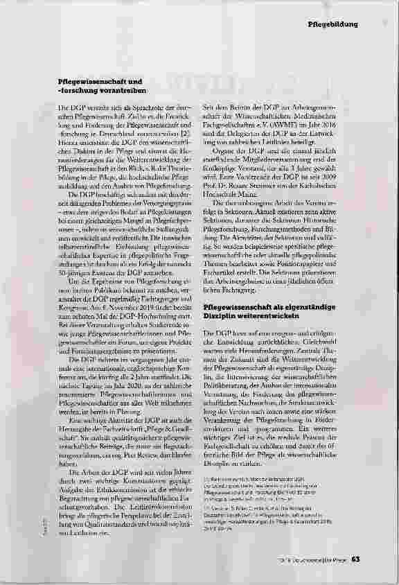 Vorschauseite 2: SPRACHROHR DER PFLEGEWISSENSCHAFT 30 Jahre Deutsche Gesellschaft für Pflegewissenschaft e.M.