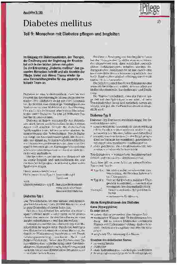 Vorschauseite 1: Diabetes mellitus Teil 9: Menschen mit Diabetes pflegen und begleiten