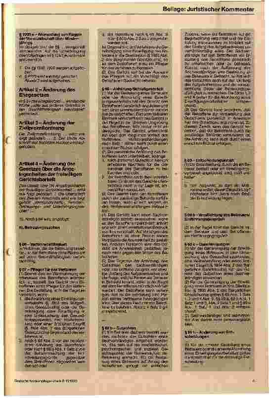 Vorschauseite 4: Der Betreuungsgesetzentwurf Die Neuregelung des Entmündigungsund Vormundschaftsrechts