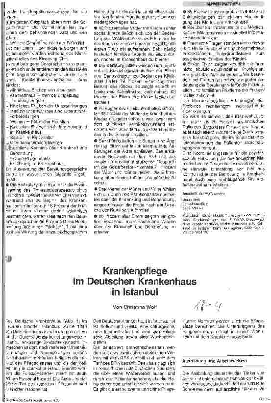 Vorschauseite 1: Krankenpflege im Deutschen Krankenhaus in Istanbul