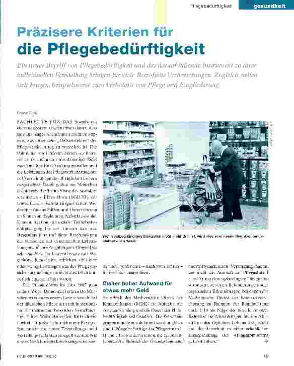 Vorschauseite 1: Präzisere Kriterien fürdie Pflegebedürftigkeit