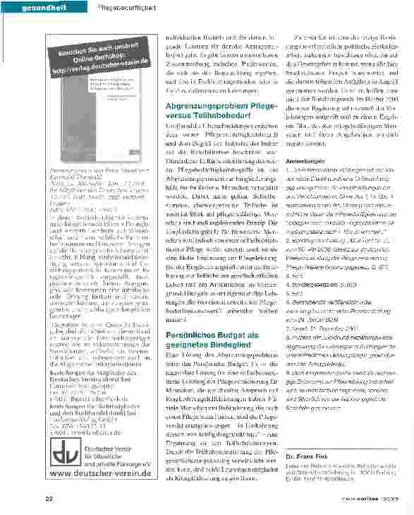 Vorschauseite 4: Präzisere Kriterien fürdie Pflegebedürftigkeit