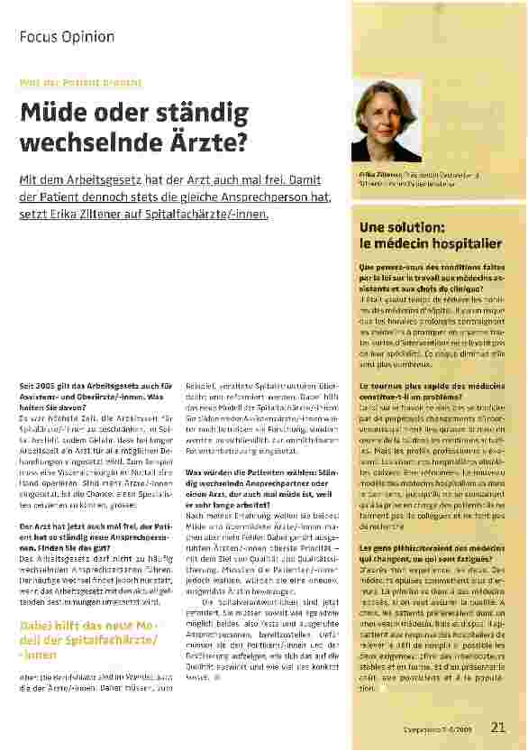 Vorschauseite 1: Müde oder ständig wechselnde Ärzte?