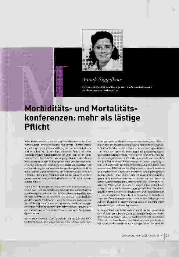 Vorschauseite 1: Morbiditätsund Mortalitätskonferenzen: mehr als lästige Pflicht