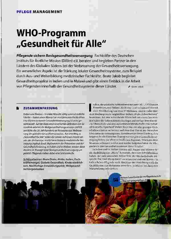Vorschauseite 1: WHO-Programm „Gesundheit für Alle
