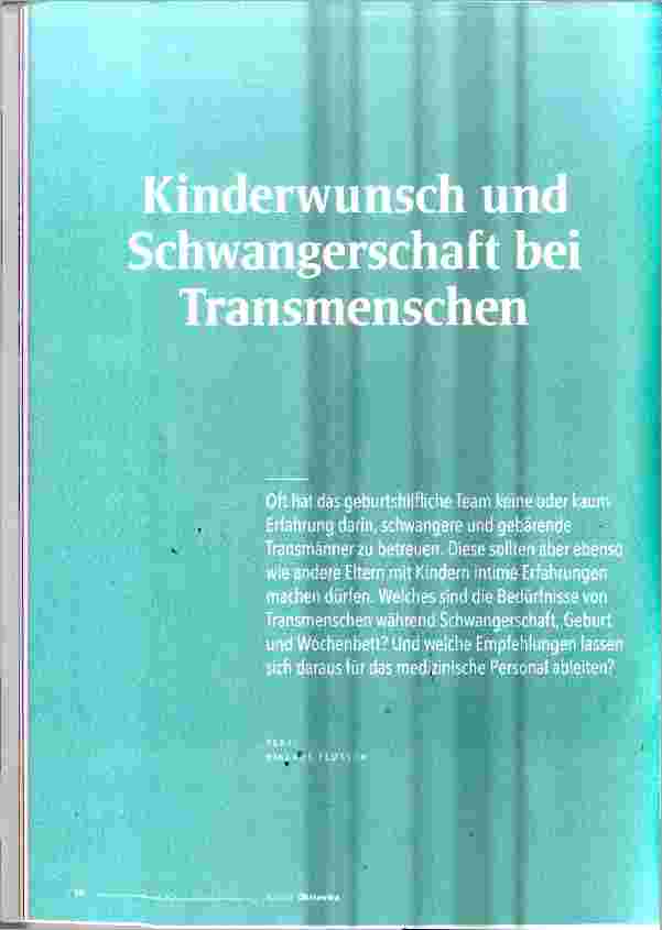 Vorschauseite 1: Kinderwunsch und Schwangerschaft bei Transmenschen