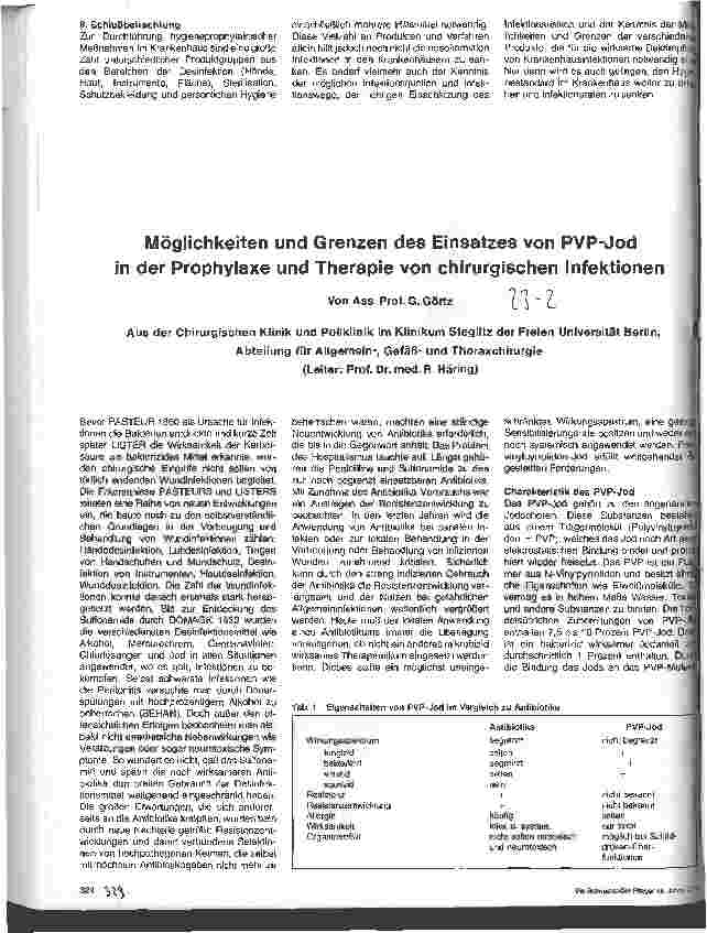 Vorschauseite 1: Möglichkeiten und Grenzen des Einsatzes von PVP-Jod in der Prophylaxe und Therapie von chirurgischen Infektionen