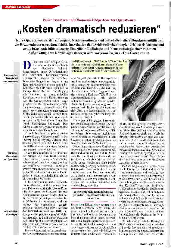 Vorschauseite 1: Kosten dramatisch reduzieren Patientennutzen und Ökonomie bildgesteuerter Operationen