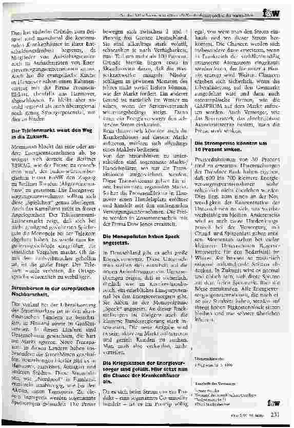 Vorschauseite 2: Auf dem freien Strommarkt kreisen die Krankenhäuser noch in der Warteschleife Energieeinkauf eröffnet Einsparpotentiale