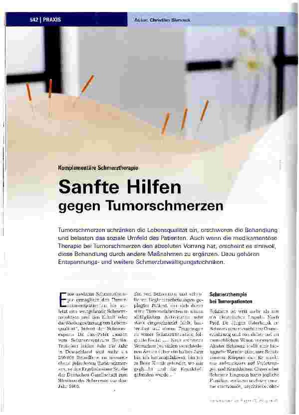 Vorschauseite 1: Sanfte Hilfen gegen Tumorschmerzen