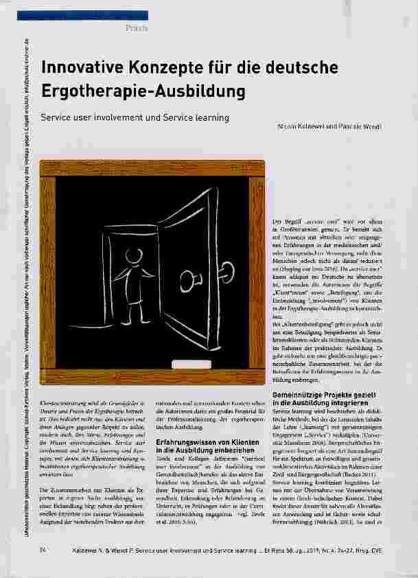Vorschauseite 1: Innovative Konzepte für die deutsche Ergotherapie-Ausbildung