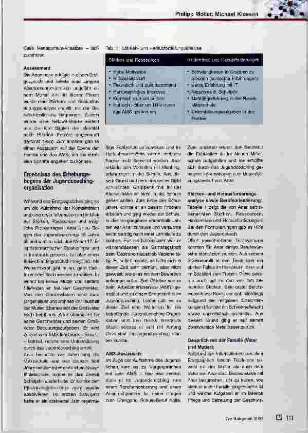 Vorschauseite 2: Case Management in Österreich im Kontext des Jugendcoachings: ein Fallbeispiel