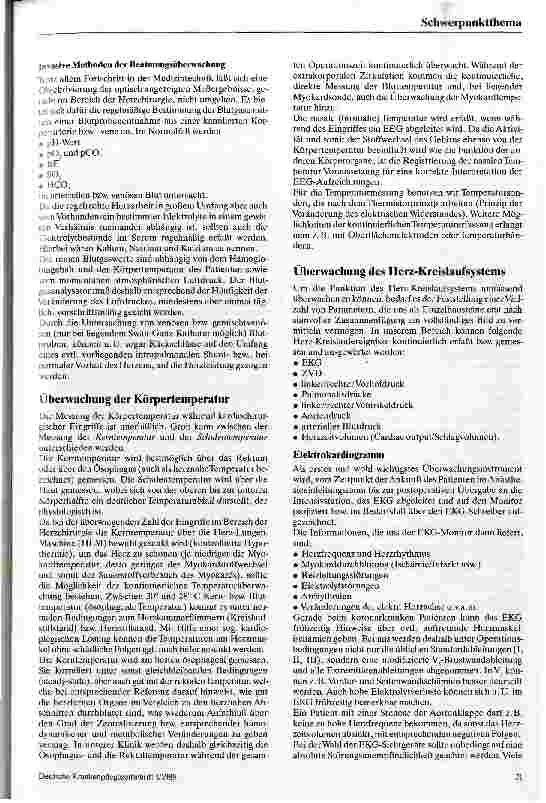 Vorschauseite 3: Monitorring in der Kardioanästhesie