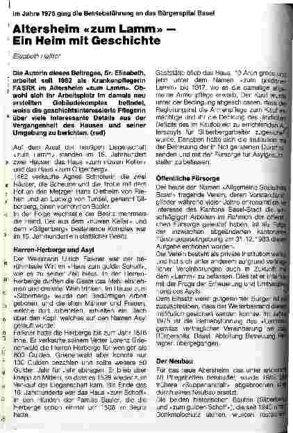 Vorschauseite 1: Altersheim zum Lamm Ein Heim mit Geschichte