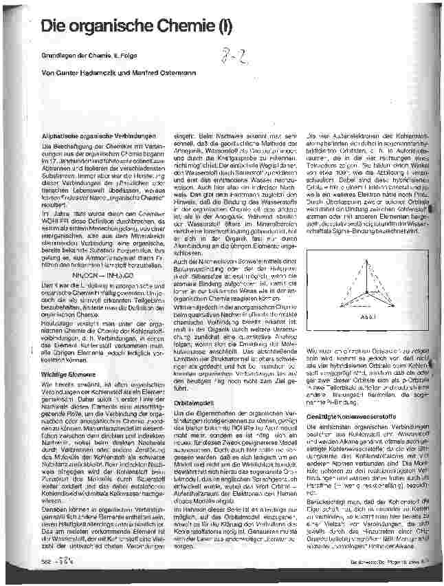 Vorschauseite 1: Die organische Chemie (I) Grundlagen der Chemie 9. Folge