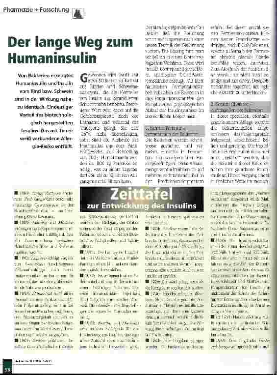 Vorschauseite 1: Der lange Weg zum Humaninsulin
