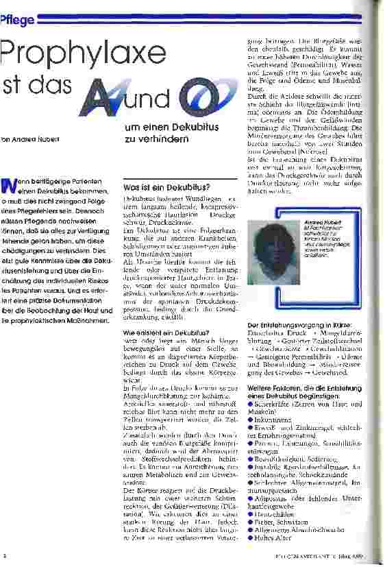 Vorschauseite 1: Prophylaxe ist das A und O um einen Dekubitus zu verhindern