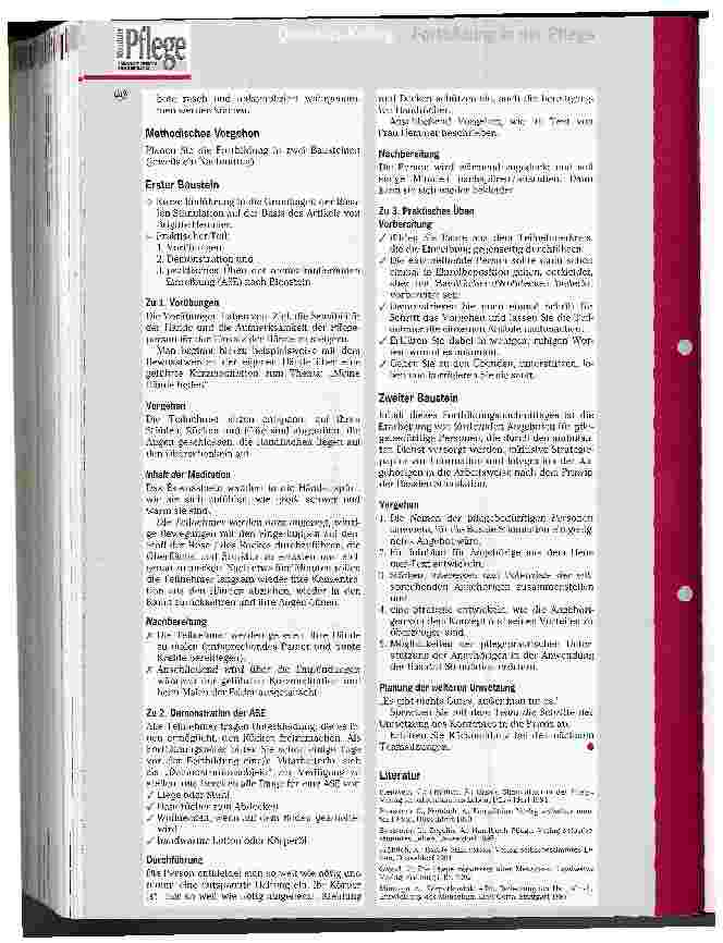 Vorschauseite 4: Pflegepraxis für die interne Fortbildung Teil 10: Basale Stimulation