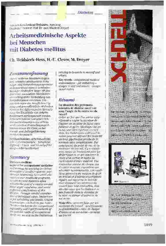 Vorschauseite 1: Arbeitsmedizinische Aspekte bei Menschen mit Diabetes mellitus