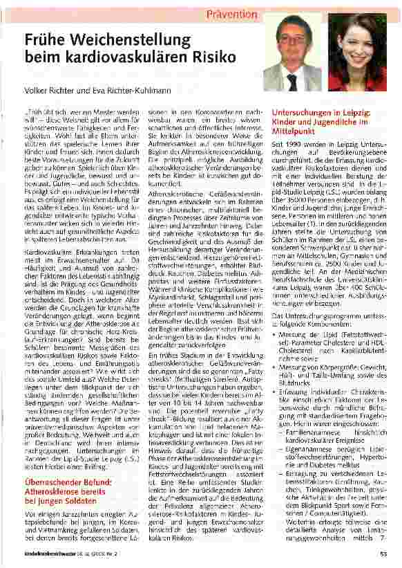 Vorschauseite 1: Frühe Weichenstellung beim kardiovaskulären Risiko