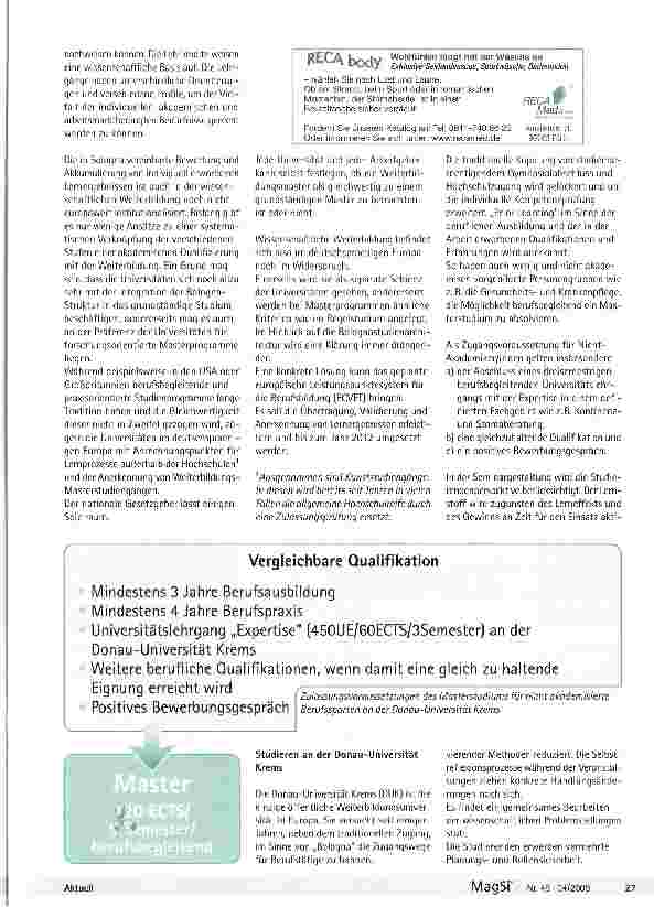 Vorschauseite 2: Wissenschaftliche Weiterbildung in der Gesundheitsund Krankenpflege