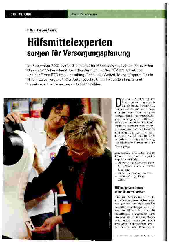 Vorschauseite 1: Hilfsmittelexperten sorgen für Versorgungsplanung
