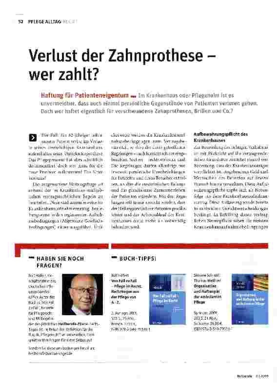 Vorschauseite 1: Verlust der Zahnprothese -wer zahlt?