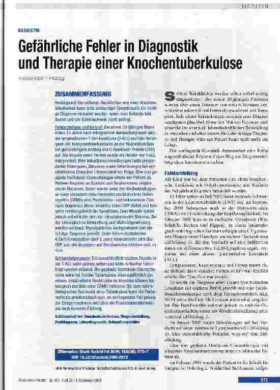 Vorschauseite 1: Gefährliche Fehler in Diagnostik und Therapie einer Knochentuberkulose