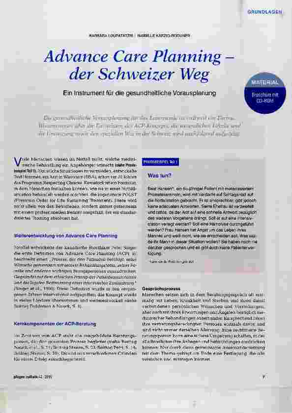 Vorschauseite 1: Advance Care Planning der Schweizer Weg