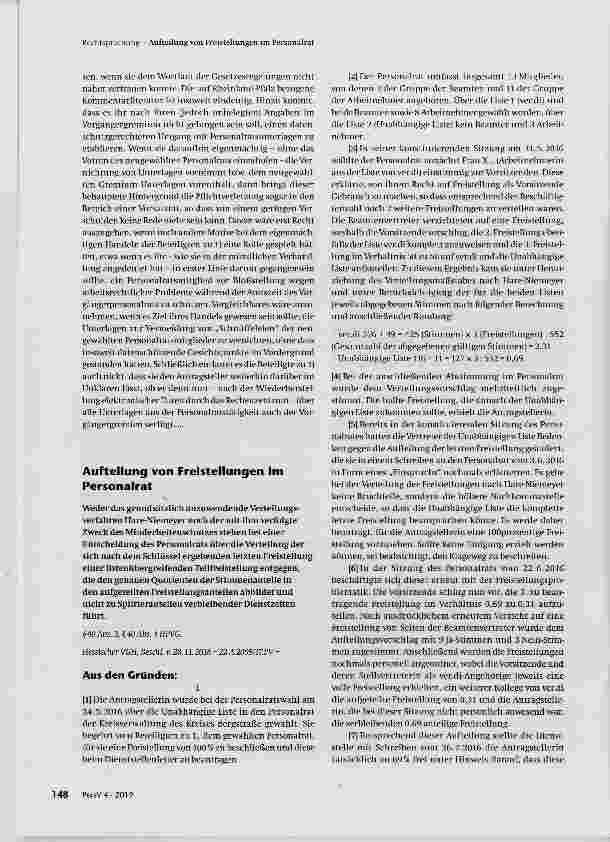 Vorschauseite 1: Aufteilung von Freistellungen im Personalrat