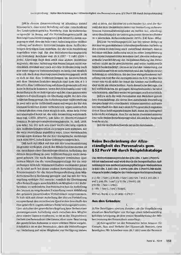 Vorschauseite 4: Aufteilung von Freistellungen im Personalrat