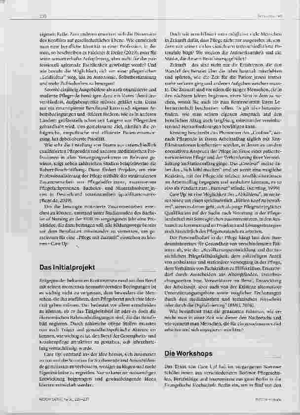 Vorschauseite 2: CARE UP! Ein Projekt im Namen des Imagewandels des Pflegeberufes