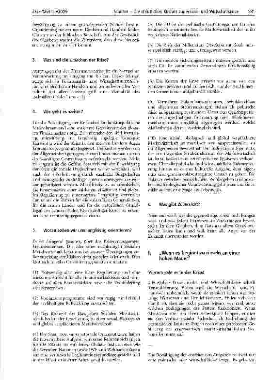 Vorschauseite 3: Die christlichen Kirchen zur Finanzund Wirtschaftskrise
