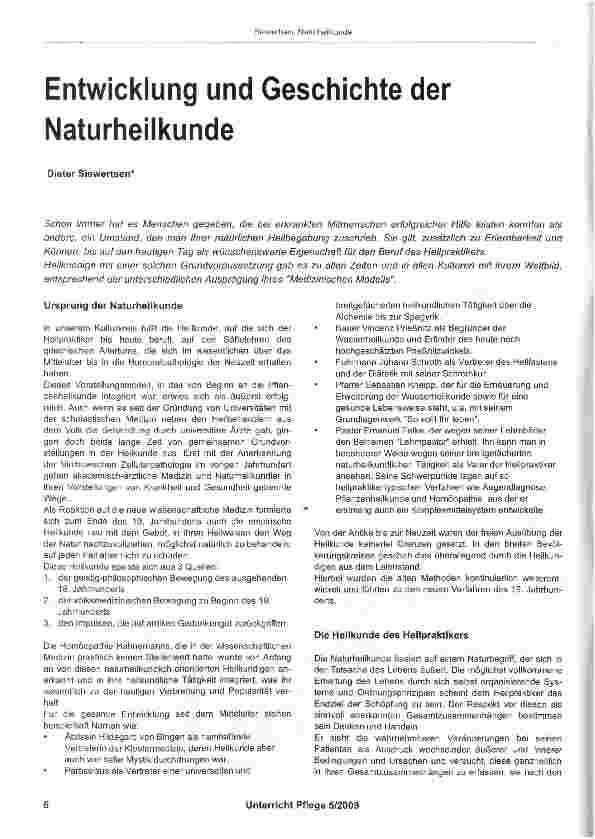 Vorschauseite 1: Entwicklung und Geschichte der Naturheilkunde