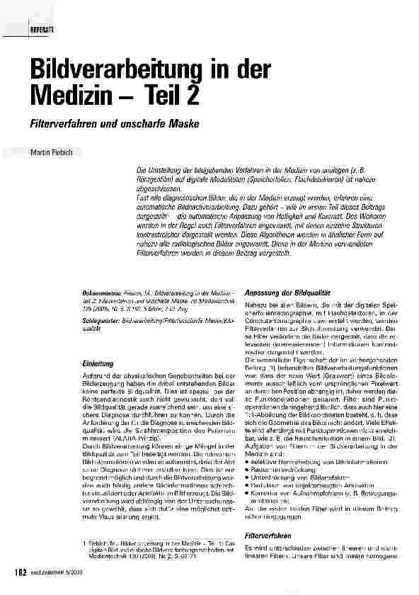 Vorschauseite 1: Bildverarbeitung in der Medizin - Teil 2